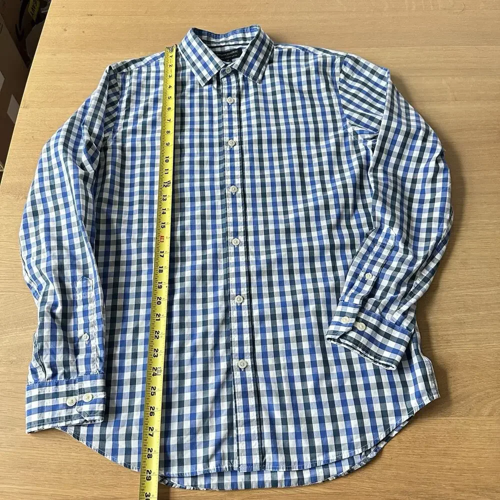 Banana Republic 100% Cotton Gingham Non-Iron Tailored Slim Fit Shirt Size M